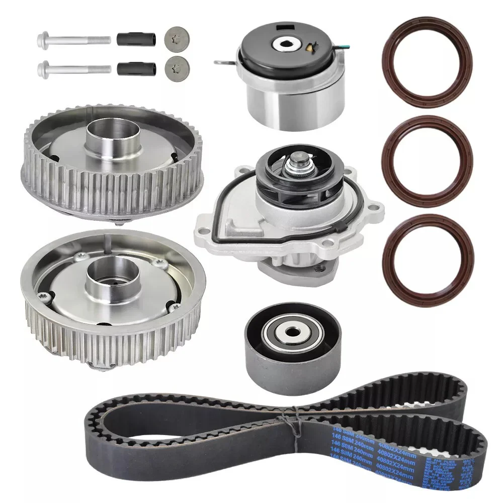 Timing Belt Kit with VVT Water 130-205,25195119, 2523380, 55567048, 55568386 Pump for GM 1.6L / 1.8L 2010-2018