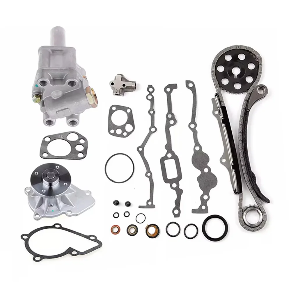 Engine Timing Chain Kit with Oil Pump & Water Pump 13021-53J00 13024-40F00 13028-8B000 13091-40F15 for Nissan 2.4L Engine 1989-1997