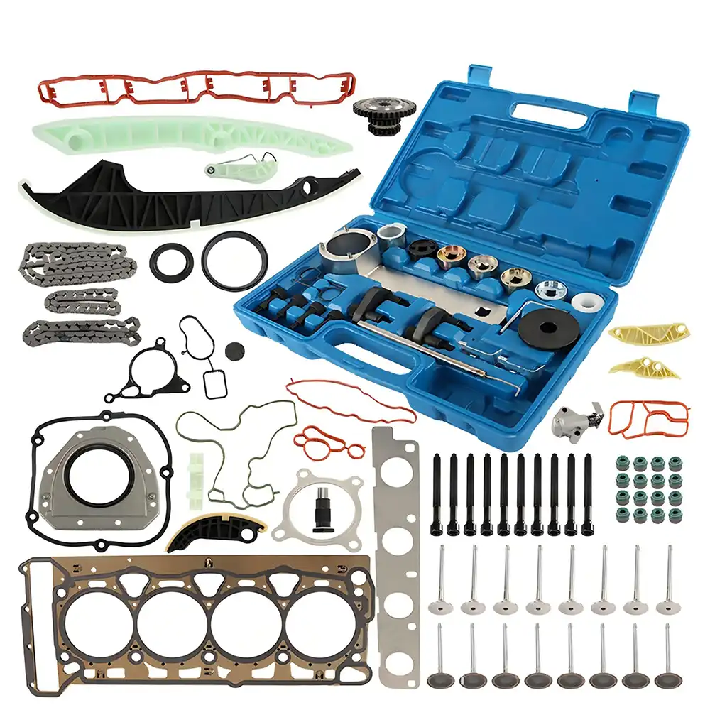 Cylinder Head Gasket & Timing Chain Tool Kit with Valves 06K109158AA 06H109158H 06K115225C 06H105209AJ for 2008-2015 Audi Volkswagen Engine