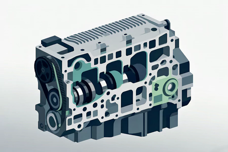 The picture shows the cross-sectional view of the engine.