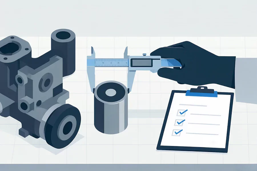 The picture shows that the engine repair kit is undergoing quality inspection.